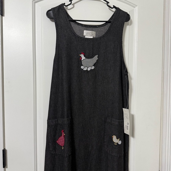 Vintage NWT Mandal Bay Maxi Chicken Dress Women’s Size Large Denim Sleeveless - Picture 1 of 7